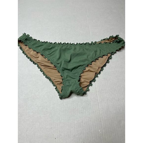 Shade & Shore Green Ruffle Trim Booty Scrunch Womens Swim Bottoms Size XL - Picture 3 of 4